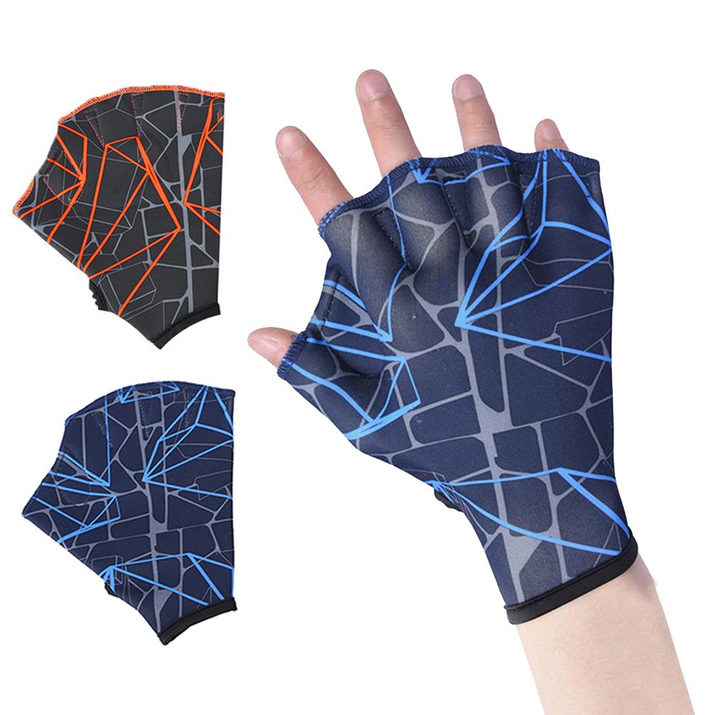1 Pair Aquatic Swimming Training Gloves Webbed Swim Gloves Fingerless Water Resistance Training Gloves for Diving Surfing