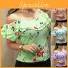 Women Floral Print Cold Shoulder Tops Stylish Summer Beach Tank Blouses Shirt In Multiple Colors