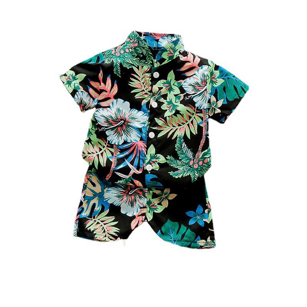 Children's Floral Print Clothing Short-sleeved T-shirt And Shorts Beachwear