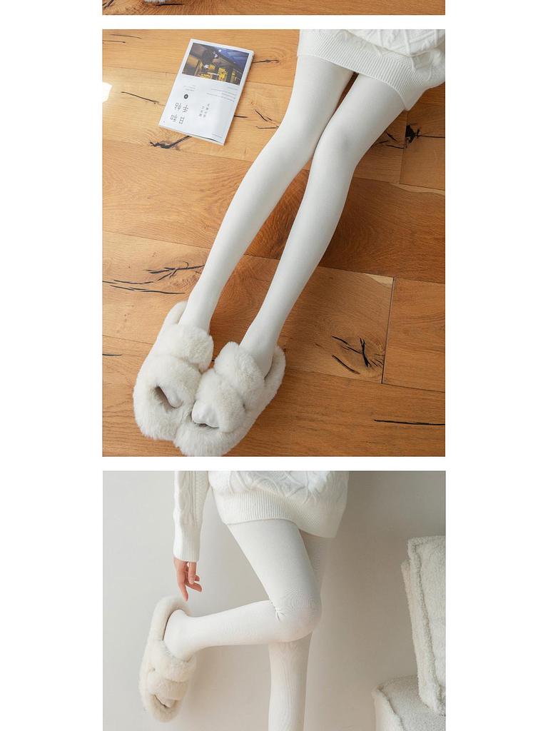 Extra Long Smoke Grey Fleece-Lined Micro Compression Vertical Stripe Women's Pantyhose Socks