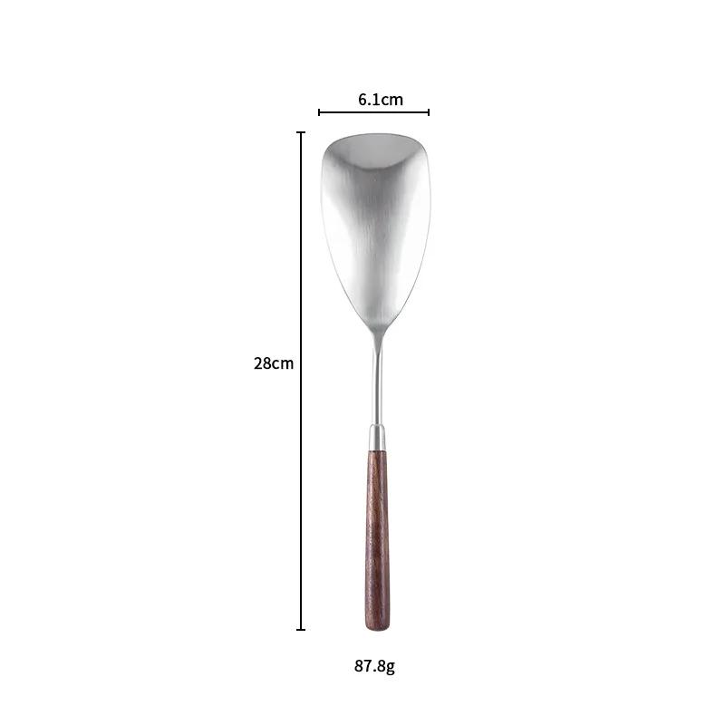 Thickened Household Pizza Cake Spatula Butterfly Porridge Spoon 304 Stainless Steel Walnut Soup Shell Dry Rice Kitchen Item Bar