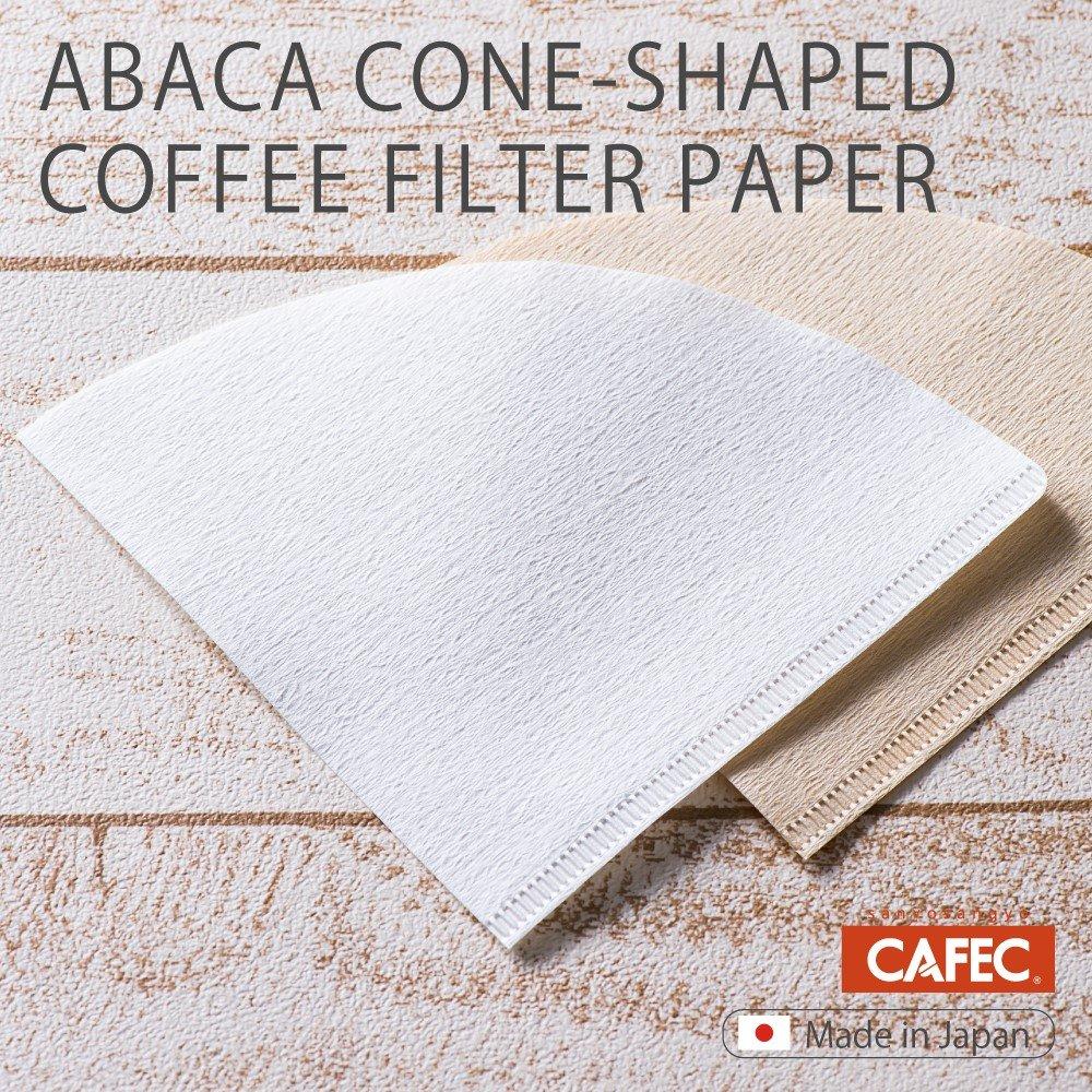 CAFEC Sanyo Sangyo Coffee Filter White for 2 to 4 Cups Abaca Conical 100 Pieces