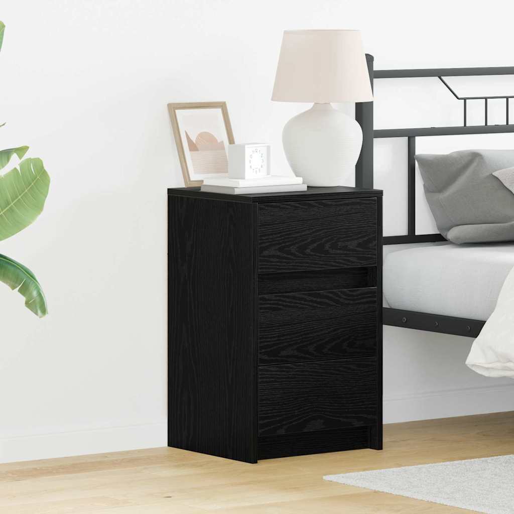 Nightstand Black Oak Effect 38 x 34 x 61 cm Engineered Wood