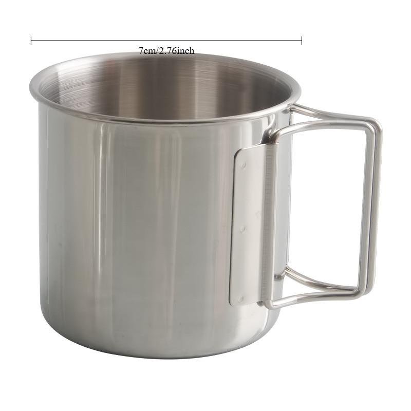 Edelstahl Campingbecher Outdoor Wandern Reisen Tee Kaffee Bier Tassen mit klappbarem Griff Wasserflasche.
