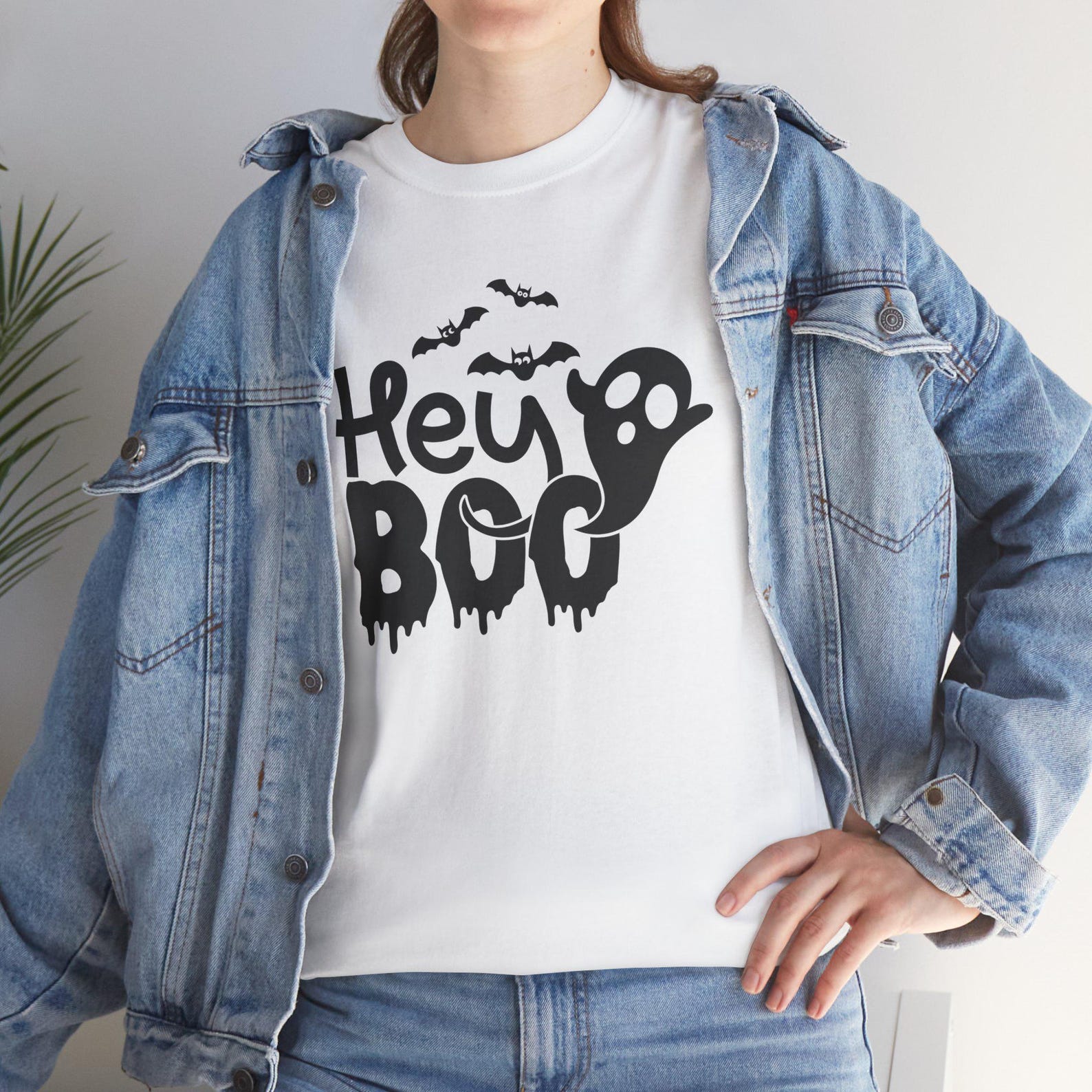 Halloween Hey Boo T-Shirt: Spooky Unisex Tee, Fall Fashion S