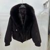 Women's Short Style Down Parka with Detachable Fox Fur Collar - Fashionable Warm Outerwear for Autumn/Winter
