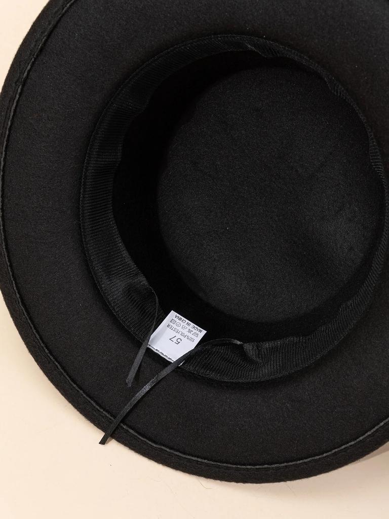 Handmade  Uniform Hat Elegant Flat Top Flat Edge Woolen Academy Style Bowtie Ribbon Hat