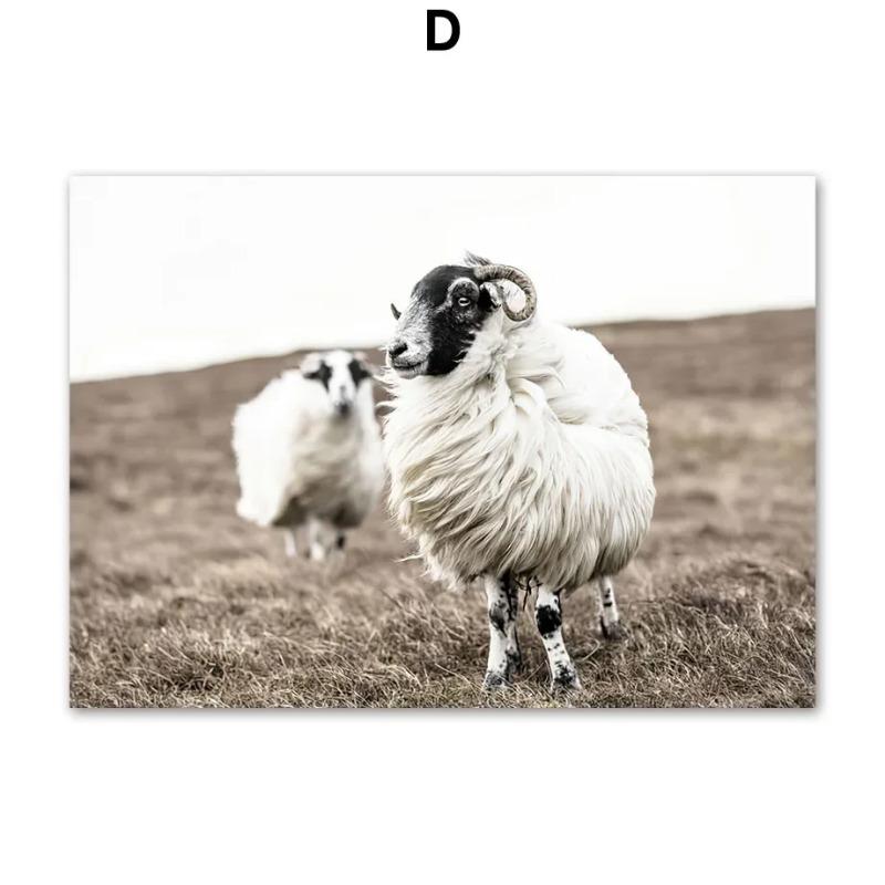 Moderní minimalistické nástěnné umění s přírodní krajinou Jak Ovce Rákosí Rýže Les HD Tisk plakátů pro dekoraci ložnice Obývacího pokoje