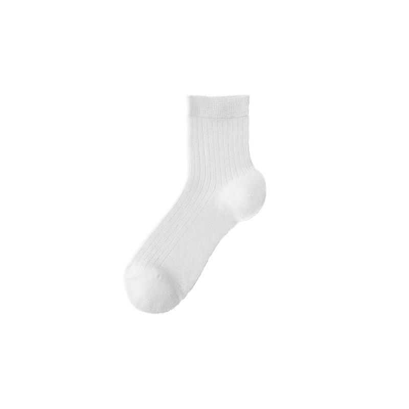 

Мужские носки до середины икры из тутового шелка, бесшовные однотонные повседневные деловые носки, легкие и дышащие носки до середины икры для весны и лета 1 pair белый