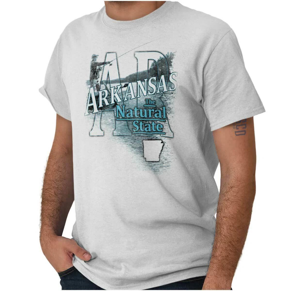 Arkansas Fishing Lake Souvenir Travel AR Adult Short Sleeve Crewneck Tee XXL
