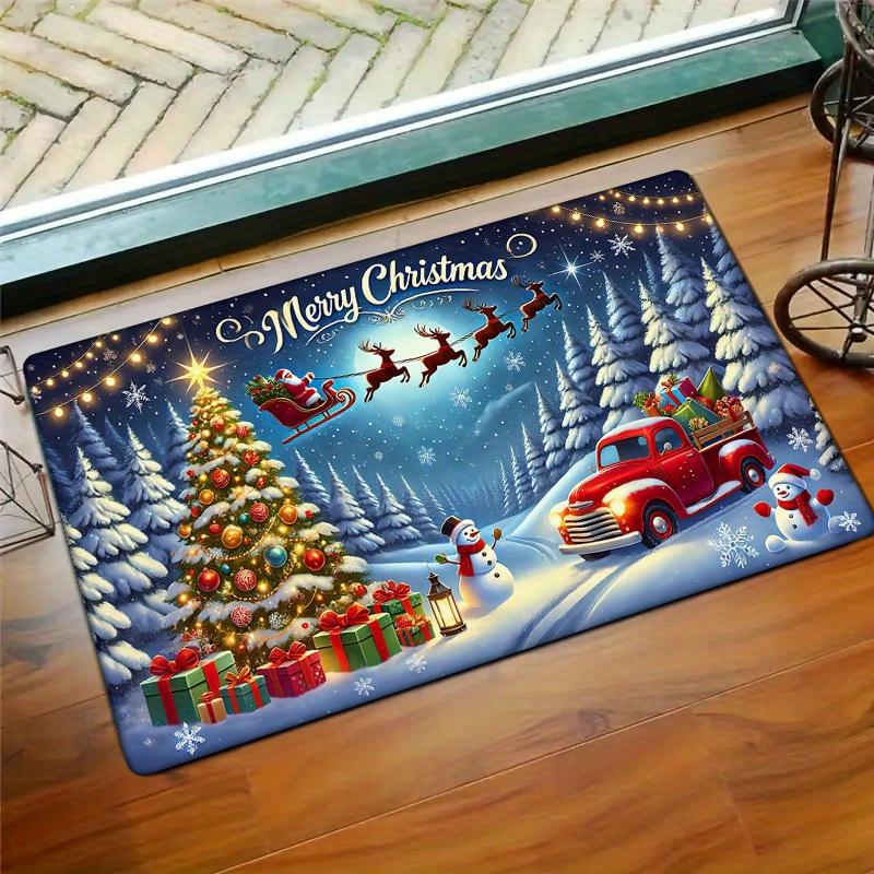 Christmas Theme Entry Door Floor Mat Holiday Decoration Non-slip Waterproof Entryway Floor Mat Holiday Decoration