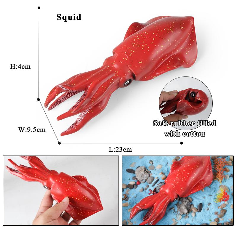 Oenux Ocean Animals Whale Shark Megalodon Crab Starfish Octopus Action Figures Soft Sea Life Model Educational Toy For Kids Gift