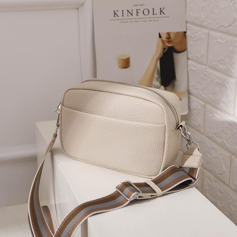 Real cowhide box wrap pebbled square shoulder crossbody bag