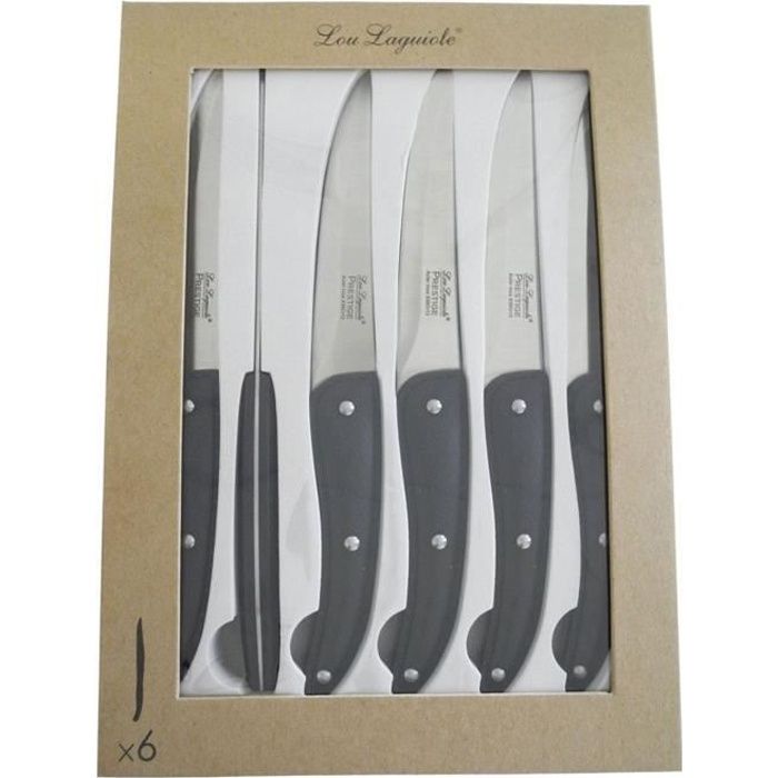 AMEFA Coffret de 6 couteaux steaks Lame lisse Gamme Prestige - Noir