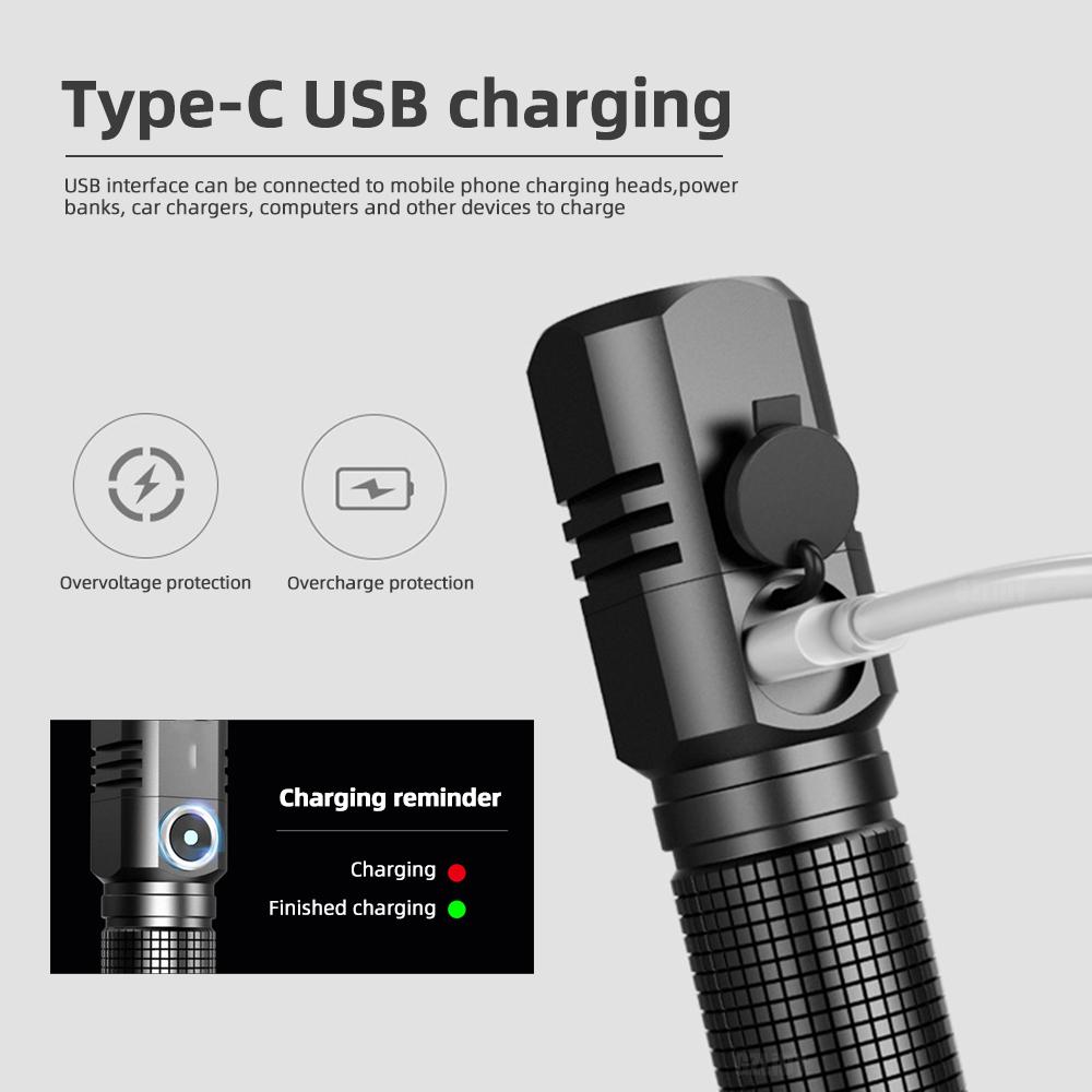 5000lm Super Jasná MINI XHP70 LED Svítilna USB Dobíjecí Zoom Rybářská Lucerna Výkonná 3 Režimy Osvětlení Kempingová Lampa
