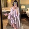 Sexy Pajamas Women's Ice Ribbon Chest Pad Thin Suspender Shorts Pajamas Three-piece Silk Pure Desire Loungewear