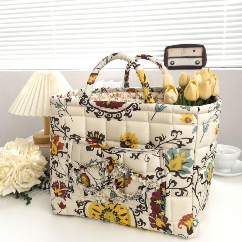 Portable Fabric Storage Basket with Sturdy Handles Foldable Laundry Organizers Fabric Storage Basket for Household Use