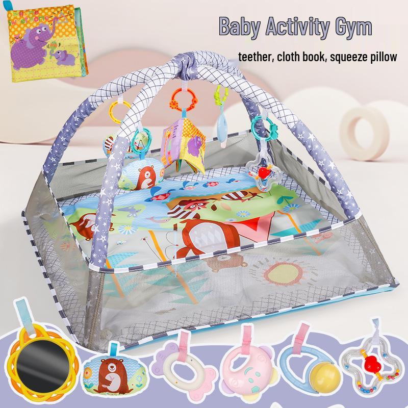 Grenzüberschreitender Baby-Laufstall & Fitnessrahmen: Früherziehung Ozean Krabbelmatte & Bällebad Spielzeug für 0-18 Monate.