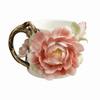 Ceramic Mug with Branch Handle Sculptural Floral Decoration Comfortable