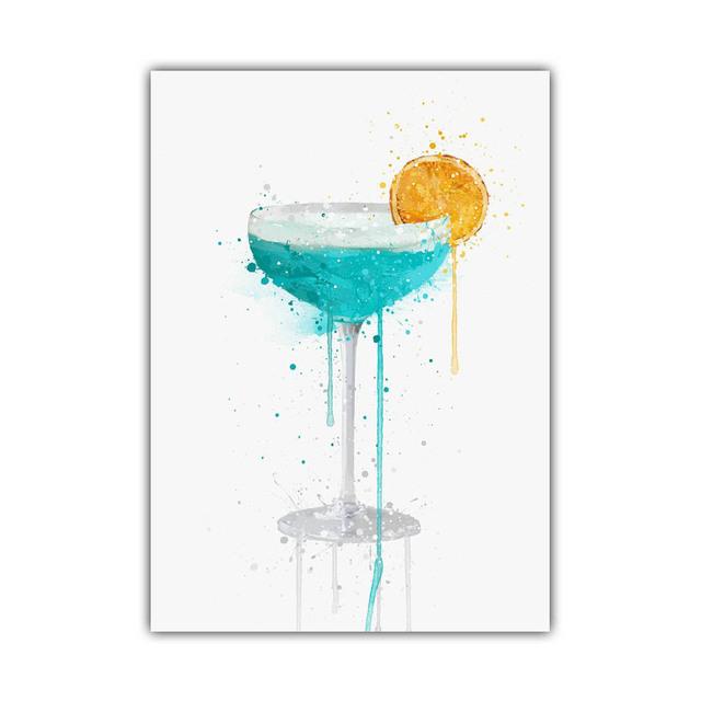 Nowa modna sztuka owocowa szklanka koktajlowa zimny napój plakat czara Bar obraz ścienny na płótnie salon dekoracja wnętrz Mural bez ramki