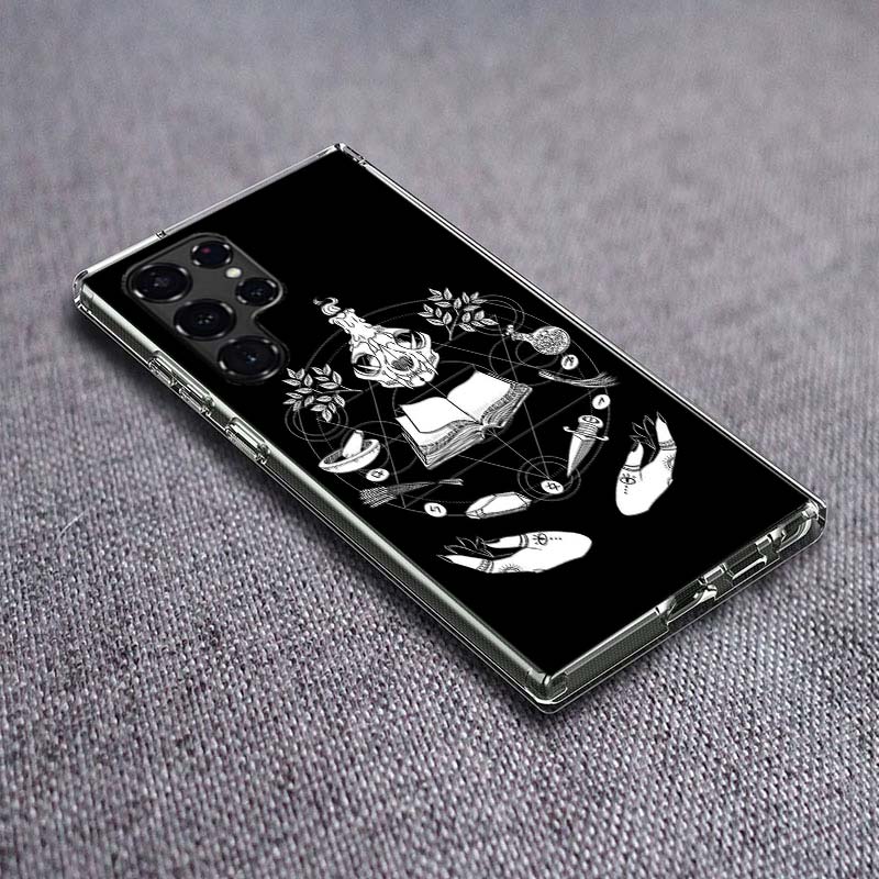 Okkulte Hexerei Mond Gotische Hexe Klare Handyhülle für Samsung Galaxy S24 S23 S21 Plus S20 FE S22 S26 Ultra S25 Edge TPU Capa