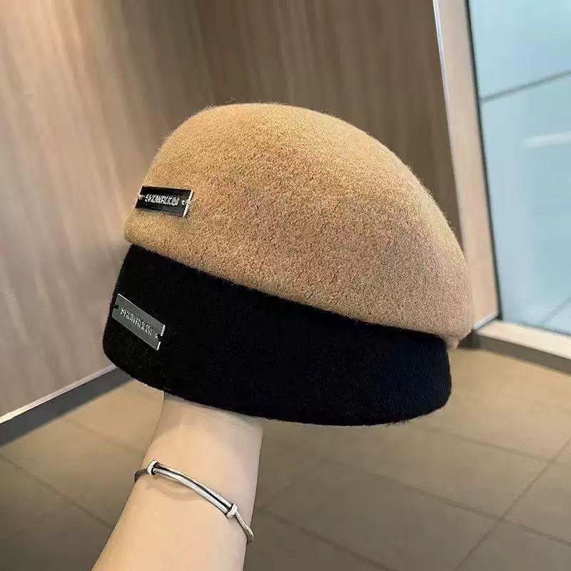 Women's British Style Woolen Newsboy Cap - Versatile Two-Wear Beret for Spring and Autumn, Large Fit, Enhances Small Face Appearance