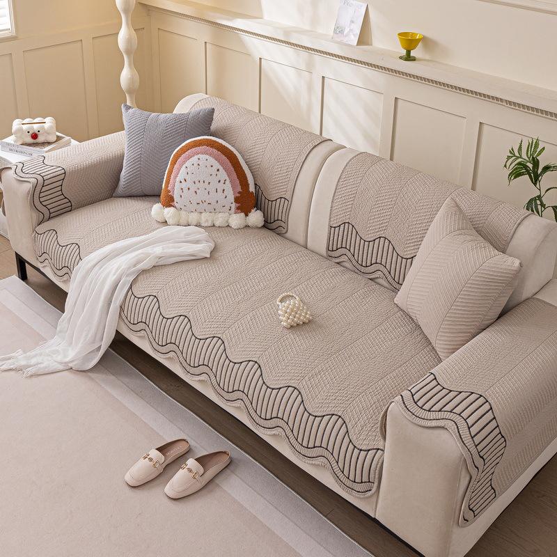 Cream Wind Sofa Cushion Universal In All Seasons  New Pure Cotton Summer Seat Cushion Sub-Cover Cloth Towel Fixed Non-Slip Cover