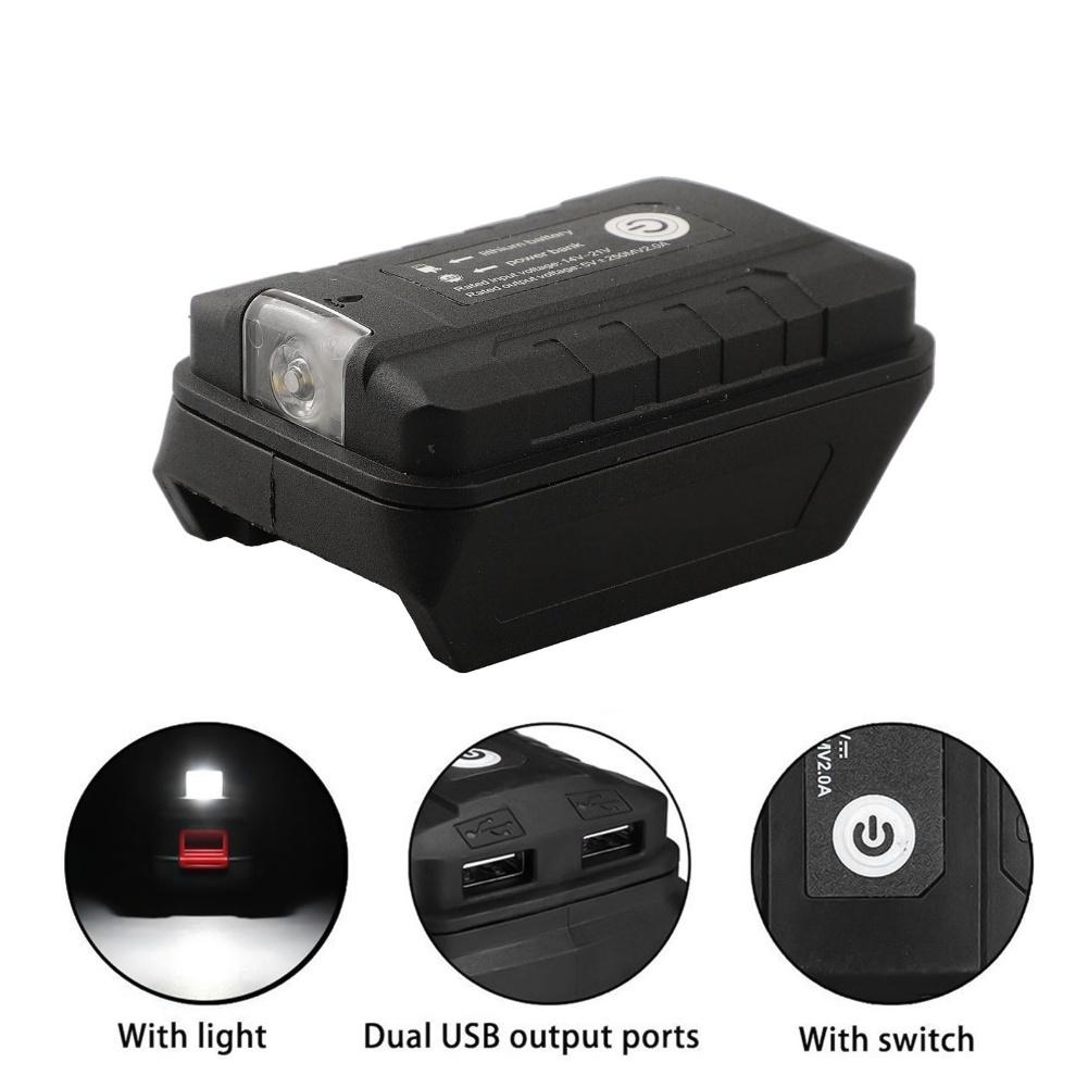 For A3 Liion Battery Adapter with Dual USB Output Converter and Built In Protection Board with 45 Lumen Flashlight