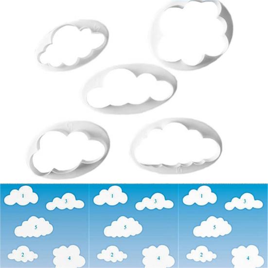 5Pcs Cloud Shape Plunger Cutter Fondant Mold Sugarcraf-t Cake Decorating Tools