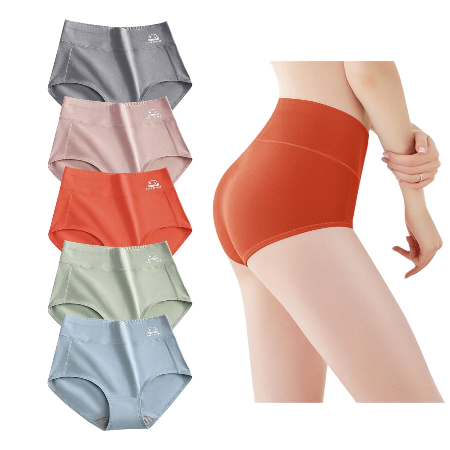 

Глубокий Высокий Красивый Обычный Набор Шорт Набор [WindTour] Женские Шорты, Набор из 5 Штук, Однотонные, Талия, Формирующее Белье, Брюки, Ягодицы, Трусики, (M, 5-компонентный C)