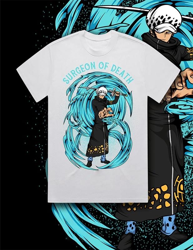 Summer 2026 One Piece Trafalgar Row Surgeon of Death Dark Chic Cool Theme 100 Cotton Print Tshirt Malefemale Parent Top S
