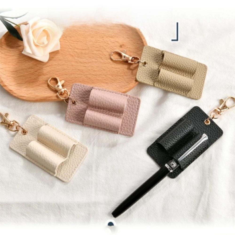 Hanging PU Lanyard Pen Holders Creative Design Keychain Pen Clip Leather Pen Pouch  Office Supplies
