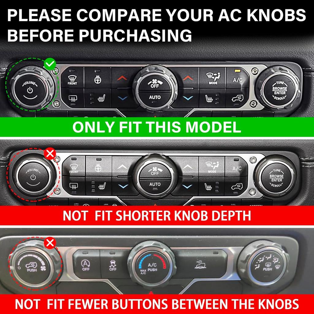 8Pcs Button Knob Cover for Jeep Wrangler JL JLU 2018-2024 2025 & Gladiator JT -2024 2025 Accessories, JL Window Switch Button Cover Volume Radio Air