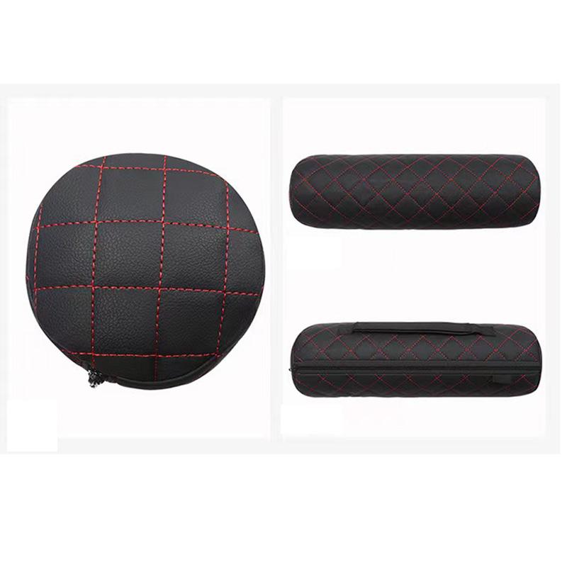Luxury Car Seat Neck Pillow Headrest Car Leather Memory Chair Cervical Pillow Office Chair Seat Breathable Cylindrical Headrest