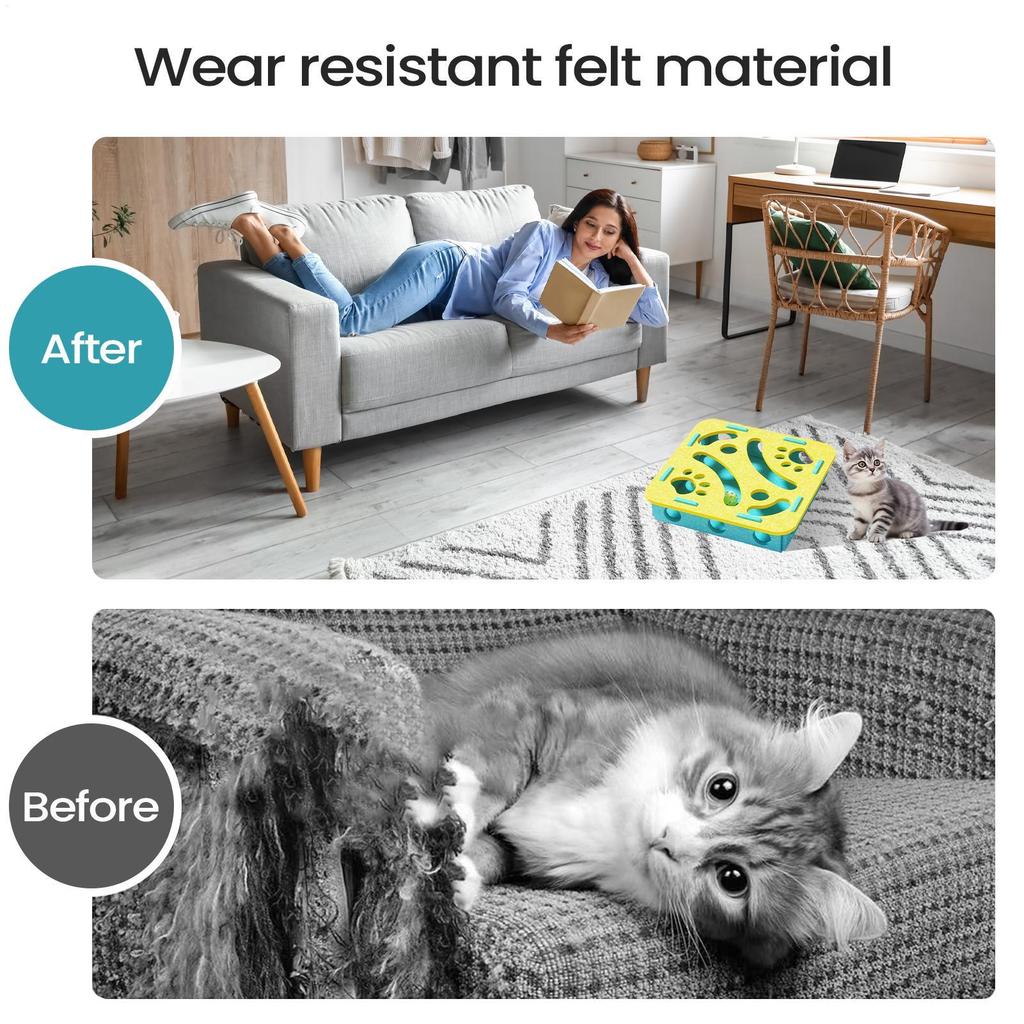 Cat Puzzle Toy Felt Indoor Hunting Play Mental Cat Toy Dispenser With Bell For Kitten Boredom Exercise Mealtime Living Room