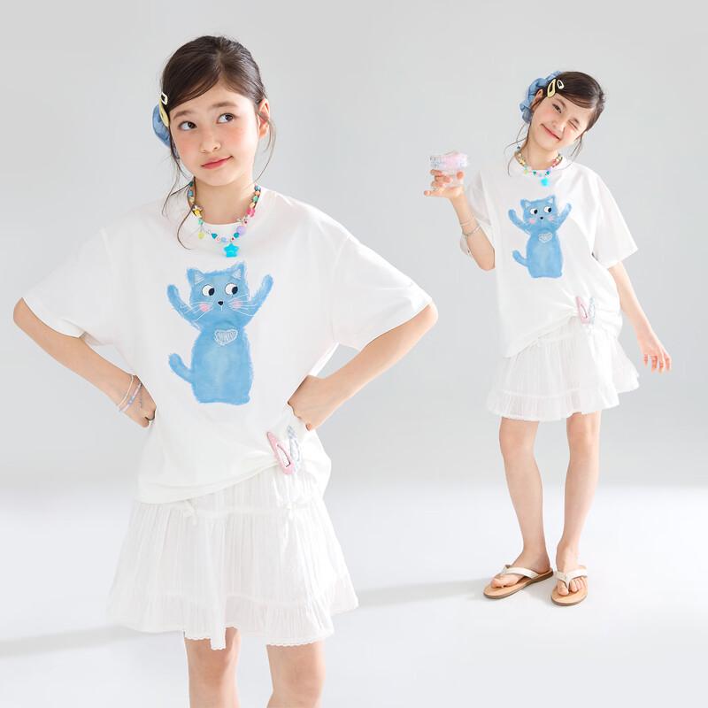 Mucmukn Girls  Embroidered Cat Cool-Touch T-Shirt S