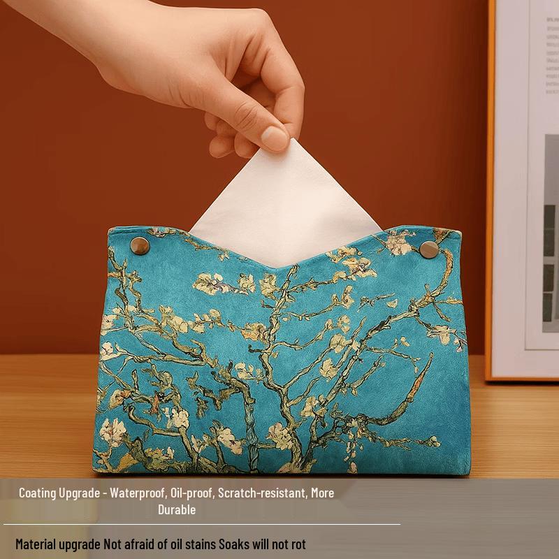 LIEI Oil Painting Rose Waterproof Leather Tissue Box