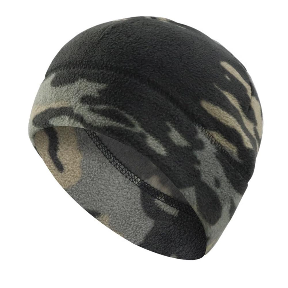 Reversible Windproof Fleece Beanie Hats Mens Winter Skull Cap Camouflage Thick Beanie Unisex Stretchy Cuffed Beanie with Fleece