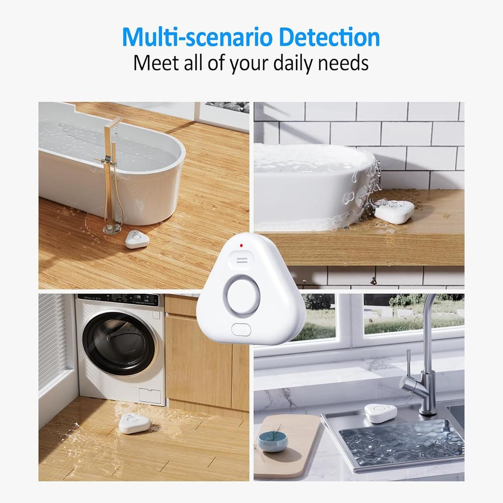 5 Pack Water Leak Detectors for Home, Stechro 4 Levels Adjustable Audio 0-120dB Water Sensor Alarm Leak Detector with Leak and Drip Alert, IP66 Water