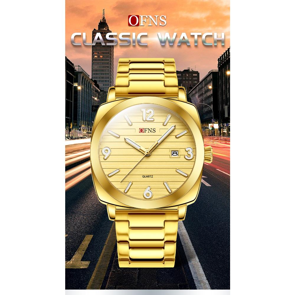 OFNS Fashionable Thin Men's Quartz Watch Waterproof Night Light Single Calendar Simple Ccasual Men's Quartz Watch