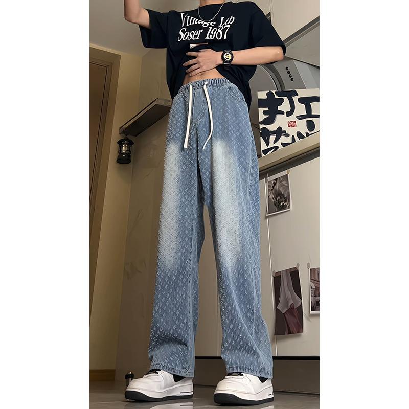 Джинсы JYL мужские жаккардовые  Высокие удлиненные Американские Карго Широкие Джинсовые S бездна