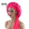 Sleeping Hat Solid Color Stretchy Ribbon Decoration Satin Fabric Round Hat Fine Texture Daily Wear Sleep Bathroom Headwear