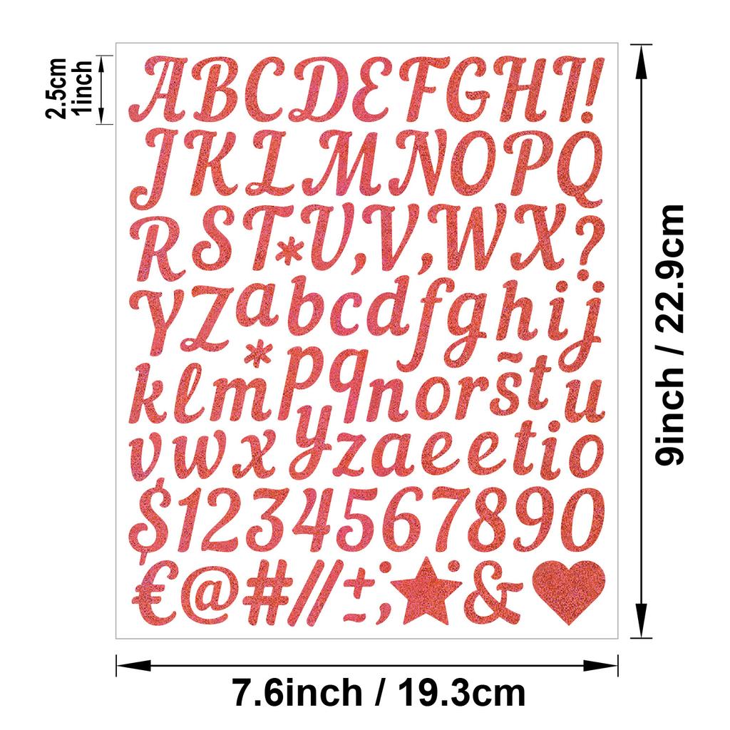 1 Inch Handwritten Letter Sticker Gold Sand Silver Sand Shiny Stout Waterproof Gift Greeting Card DIY Alphanumeric Sticker