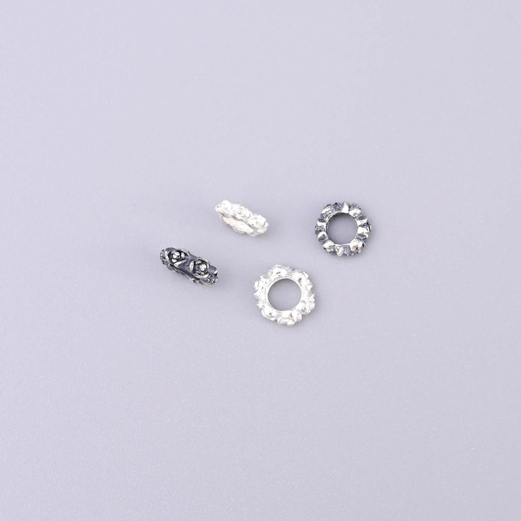 S925 Sterling Silver 3D Flower Bud Spacer Beads for DIY Crystal Bracelet Jewelry