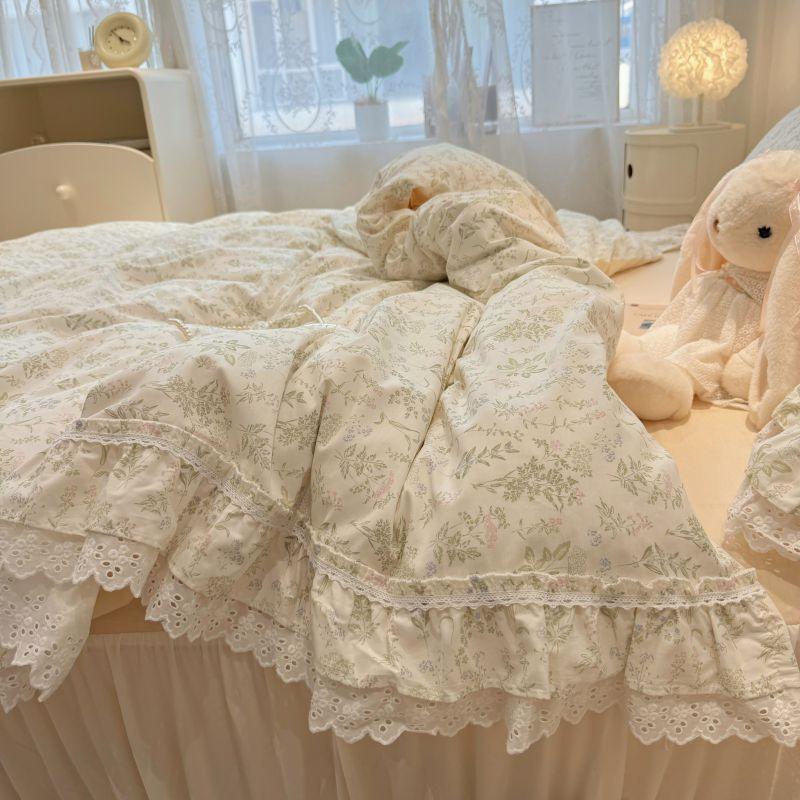 Cotton Bedding Four-piece Set Lace Quilt Cover Bed Sheet Pillowcase