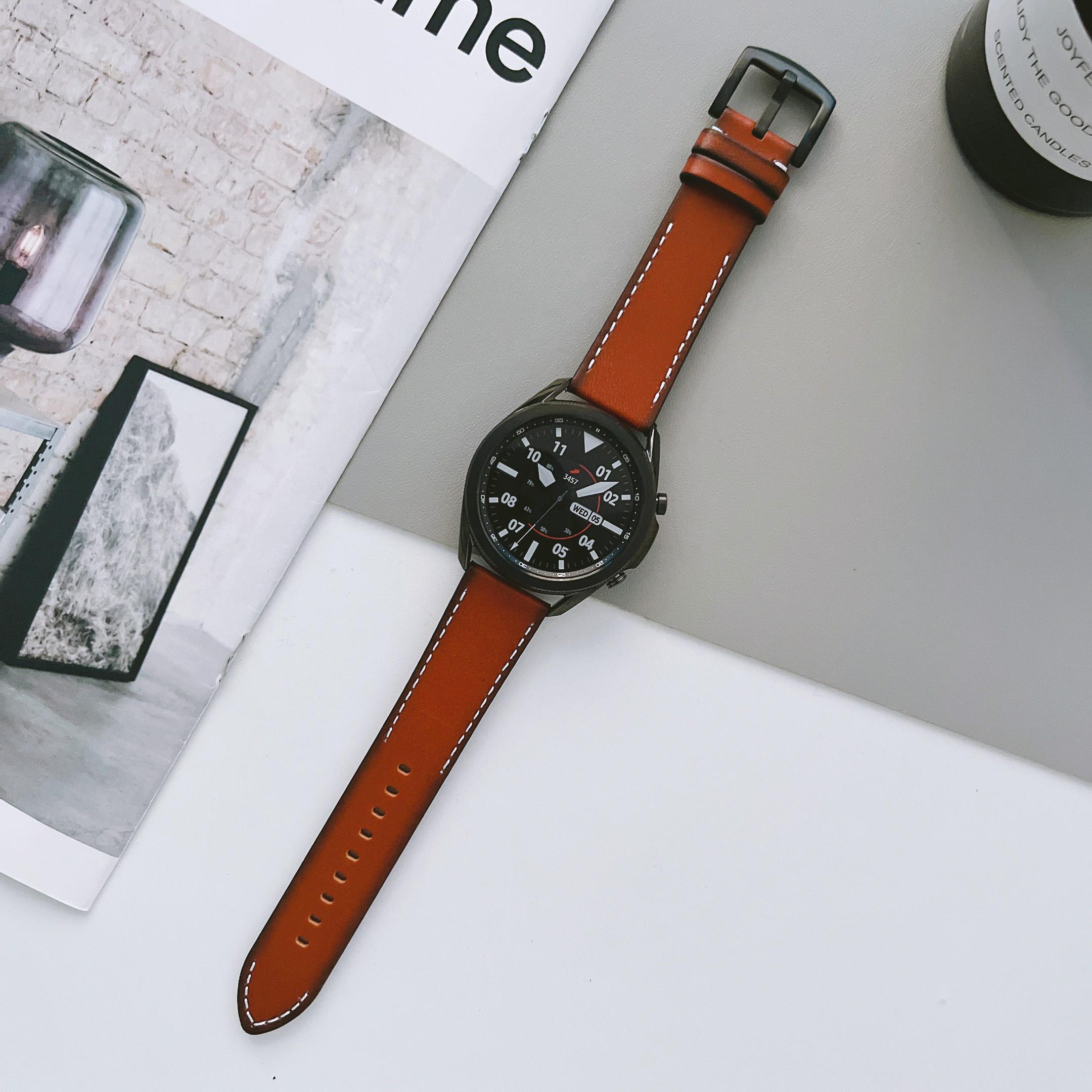 Модный ремешок для часов для Samsung Galaxy Watch 4 5 6 Classic 40 мм 46 мм Smart 43 мм 47 мм Watch Gear S3 42 мм Huawei Watch GT Кожаный ремешок 20 мм 22 мм 20mm коричневый
