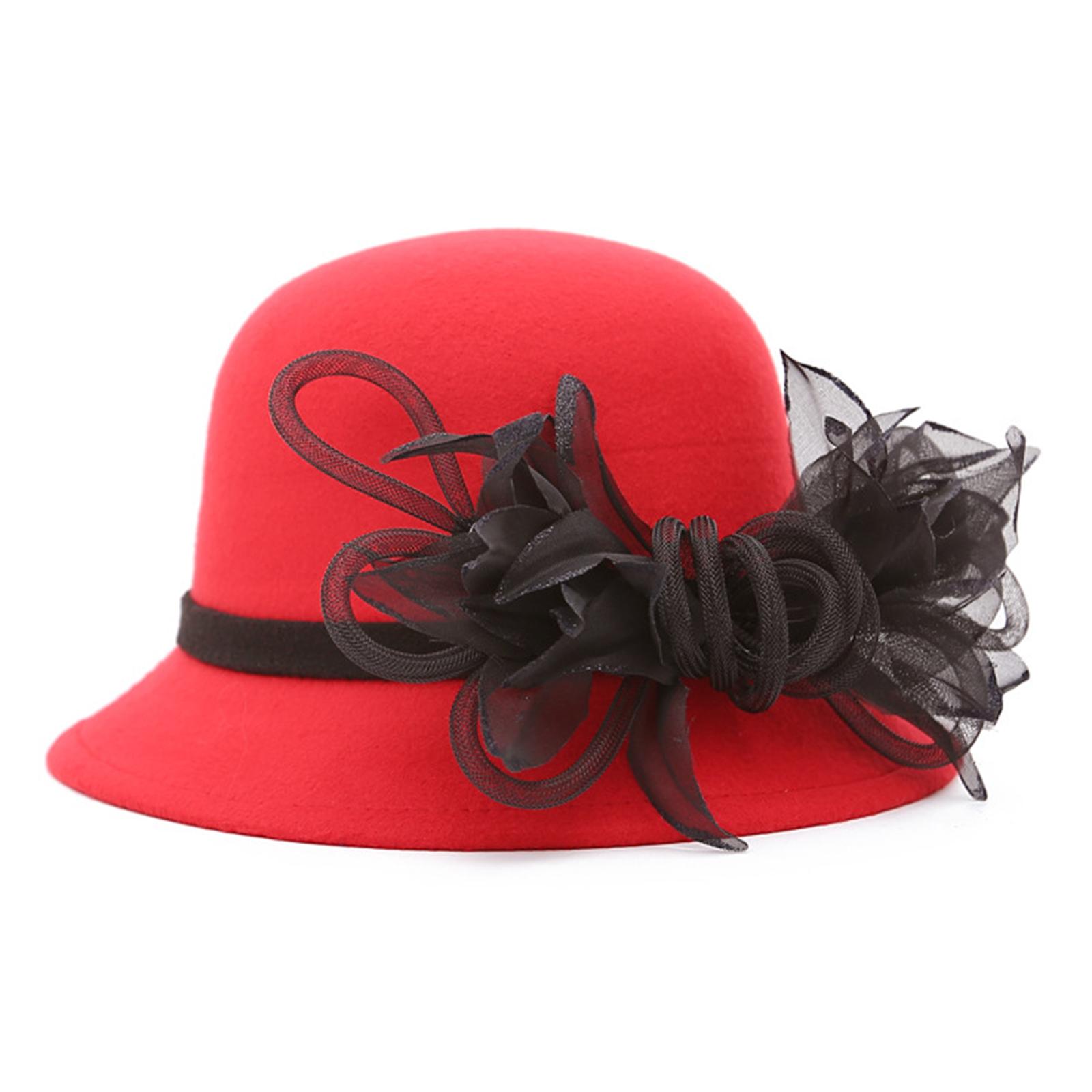 

Girls Bowler Hat Bucket Hat for Church Vacations Photo Props Girls Maid Handmade for Dress-up Bucket Hat Party Wear червоний