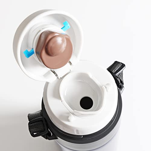 Pearl Metal Octave Double Stainless Steel Water Bottle, 1000ml, with Cup, Wide Mouth, Blue, HB-1743