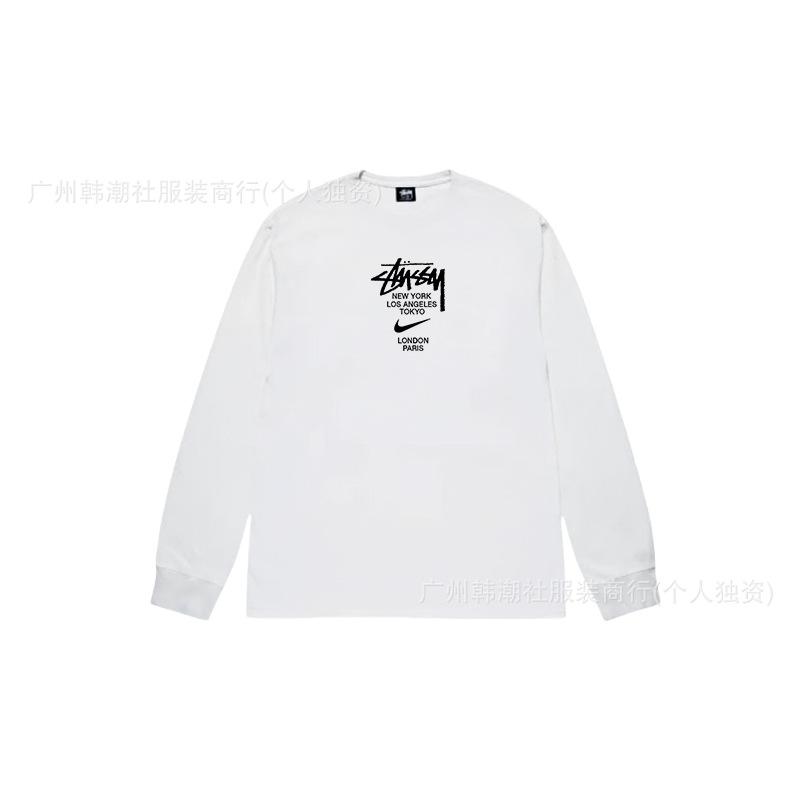 3. Cross-border Stuart long-sleeved printed t-shirt American trendy cylindrical cloth casual loose men and women the same style