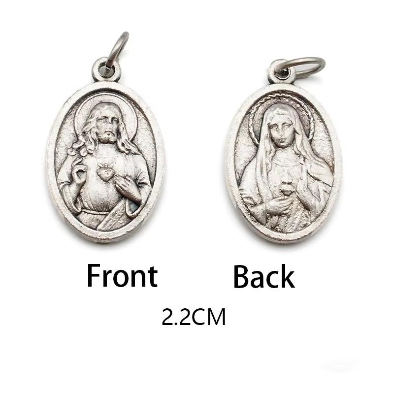Breloques métalliques réversibles pour colliers, bracelets, accessoires de bricolage, grande médaille ovale de saint pour tout type de chaîne ou de collier, bijoux chrétiens